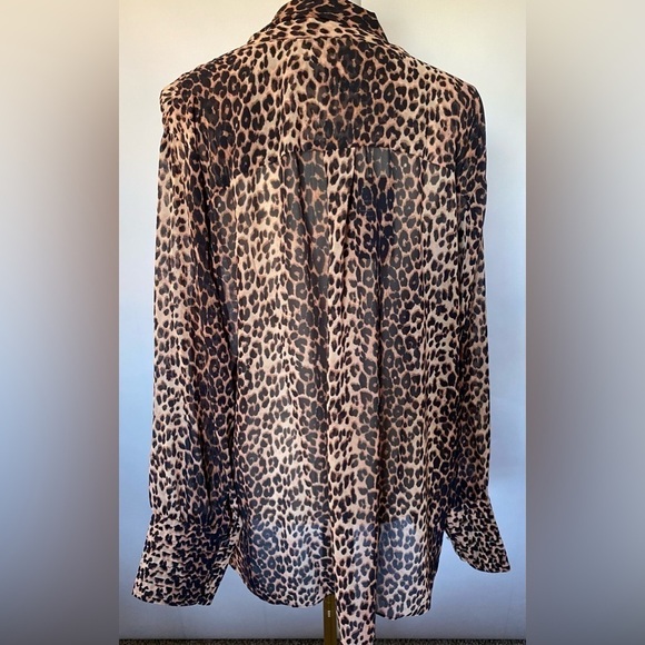 NEW w/TAGS 11 HONORÉ Animal Print Tie Neck Tunic Long Sleeves Plus Size 20 - Picture 3 of 8